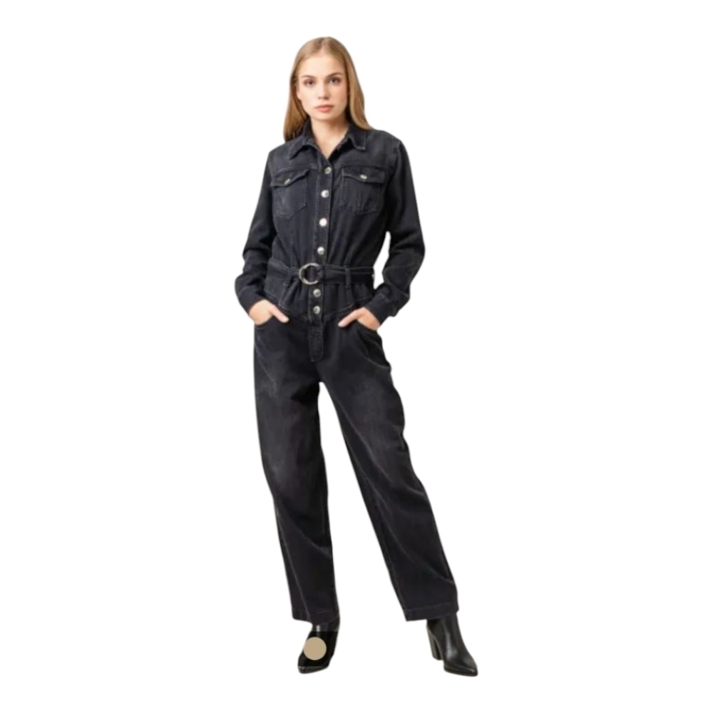Pinko Black Denim Jumpsuit PAX 1 NWT SZ US 10 EU 44